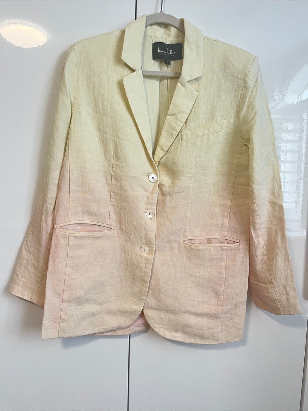 NWOT Nicole Miller Collection Oversized Linen Dip Dye Blazer Lined, Size S/M